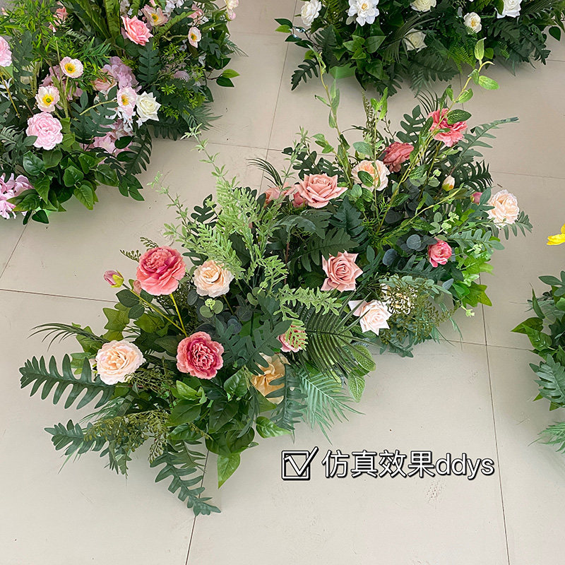 夏季婚礼庆小清新森系仿真花排户外布置橱窗餐厅舞台装饰路引花艺