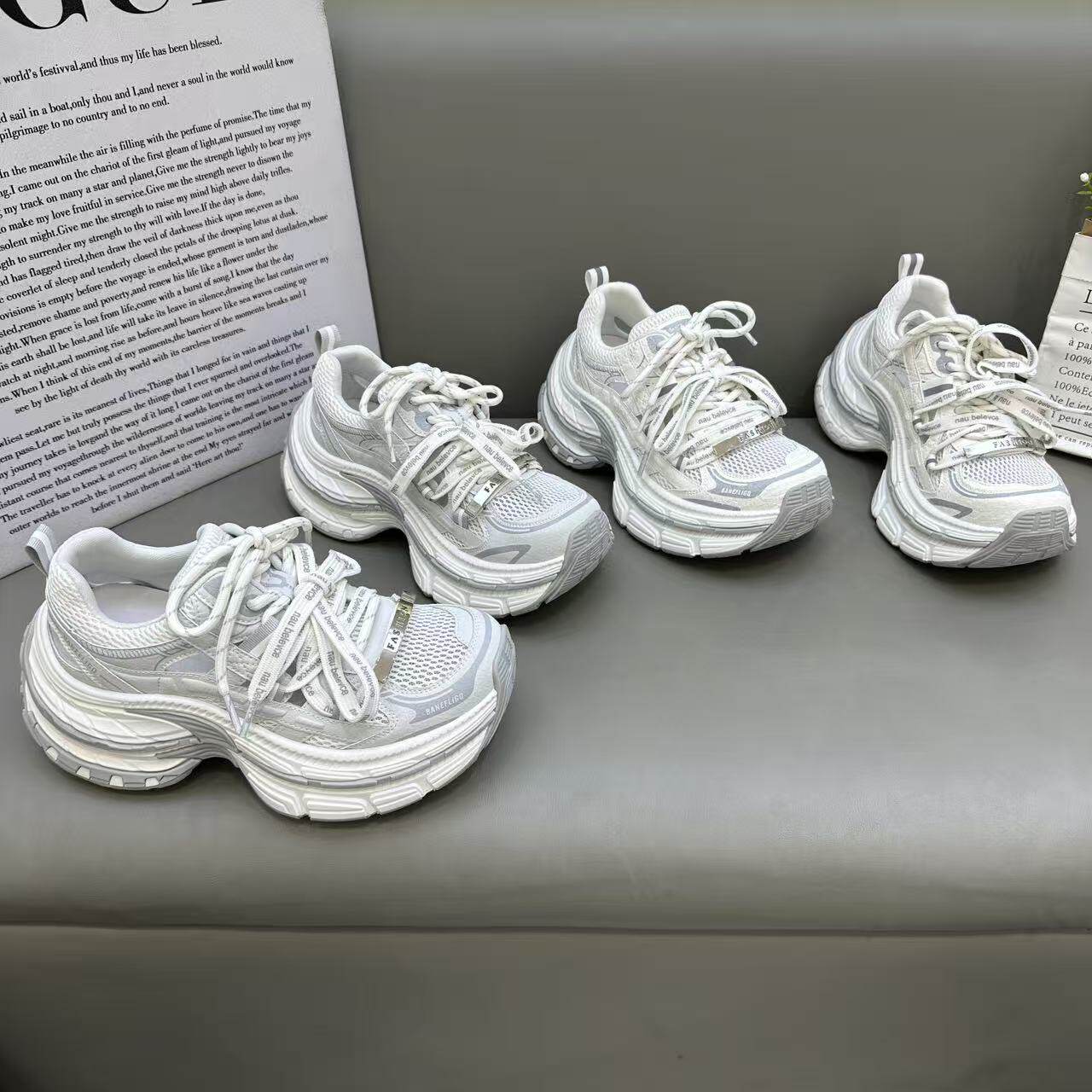 欧洲站街拍双系带老爹鞋女2026夏季薄款小个子厚底增高休闲运动鞋