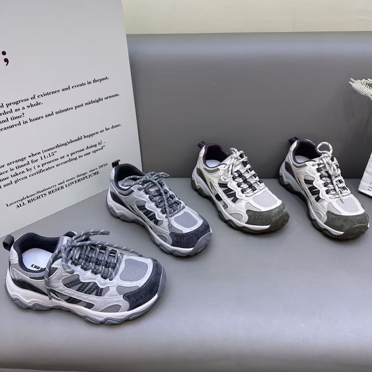 欧货网面防滑拼色户外运动休闲鞋女2026早秋新款增高百搭时尚单鞋