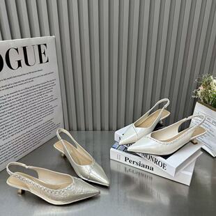 2026新款法式尖头后空包头凉鞋女欧货细跟水钻高级百搭气质高跟鞋