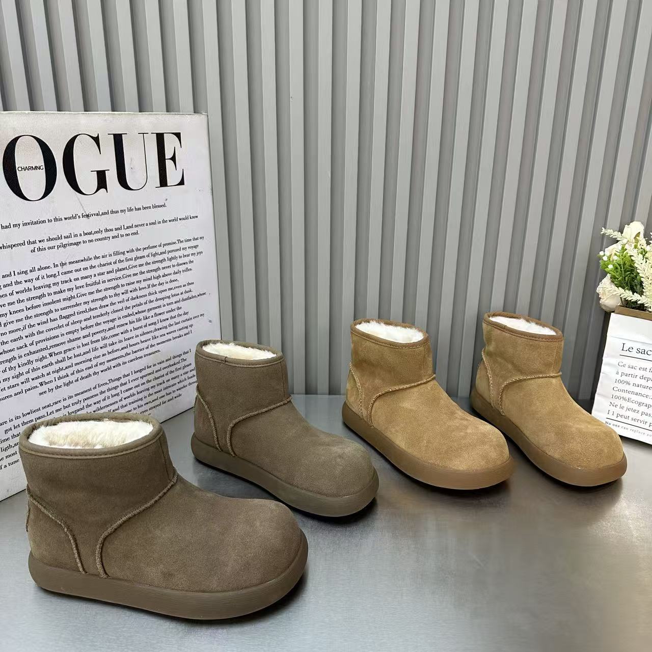 欧货加绒保暖厚底防滑雪地靴女2025年新款冬季小土豆超火勃肯短靴