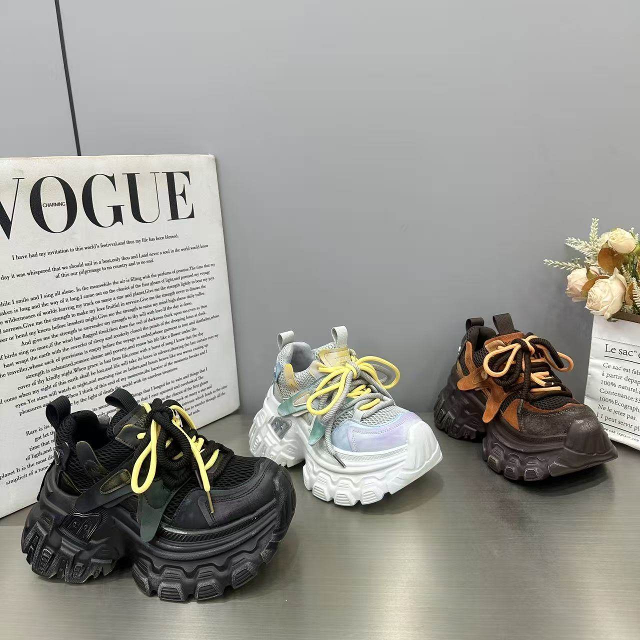 欧洲站小个子增高老爹鞋女2026春季新款复古潮酷擦色厚底松糕单鞋,女鞋,棉鞋,淘宝优惠券,粉丝福利购,淘宝优惠卷