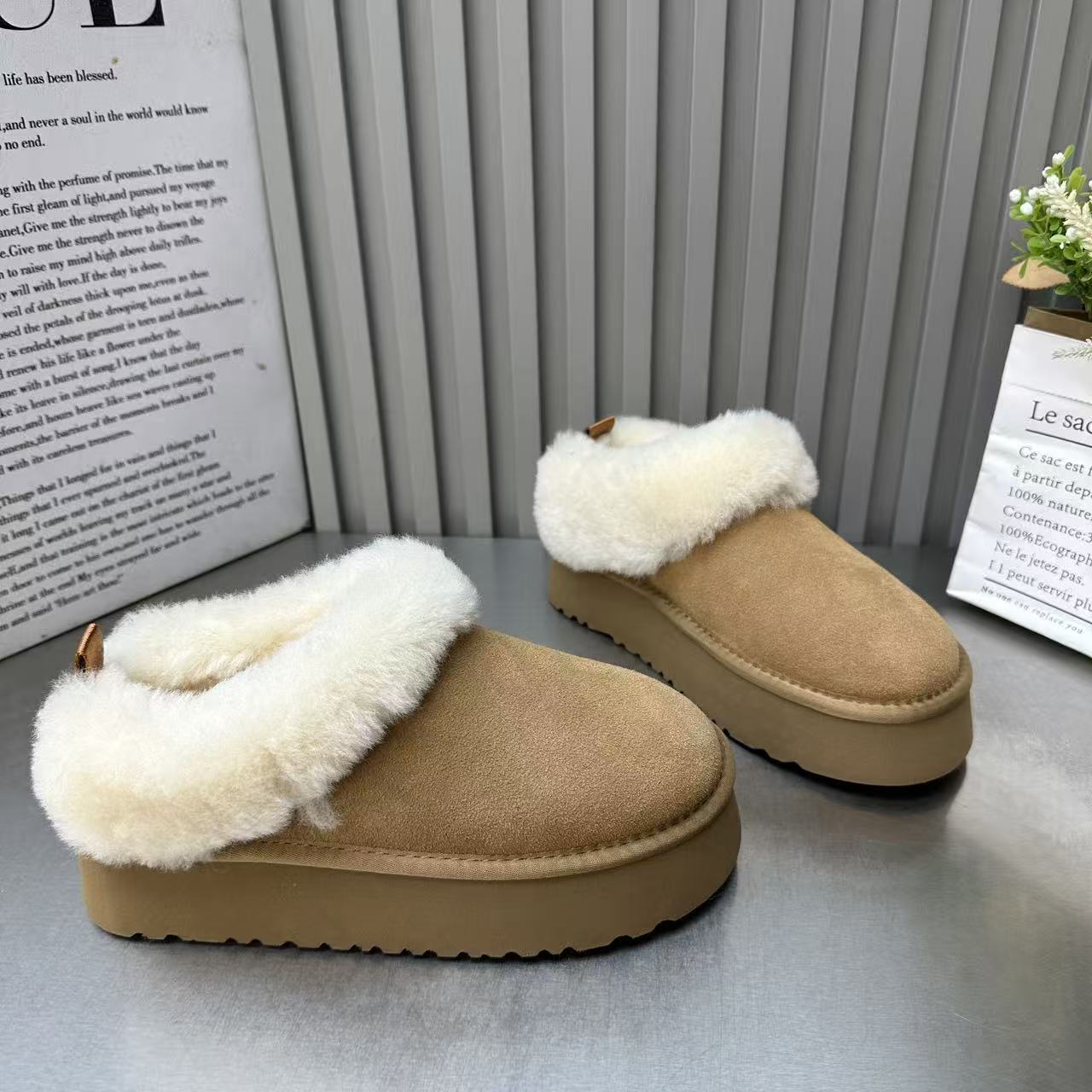 欧洲站低帮厚底雪地靴女2025冬季新款保暖加绒加厚毛毛口休闲棉鞋