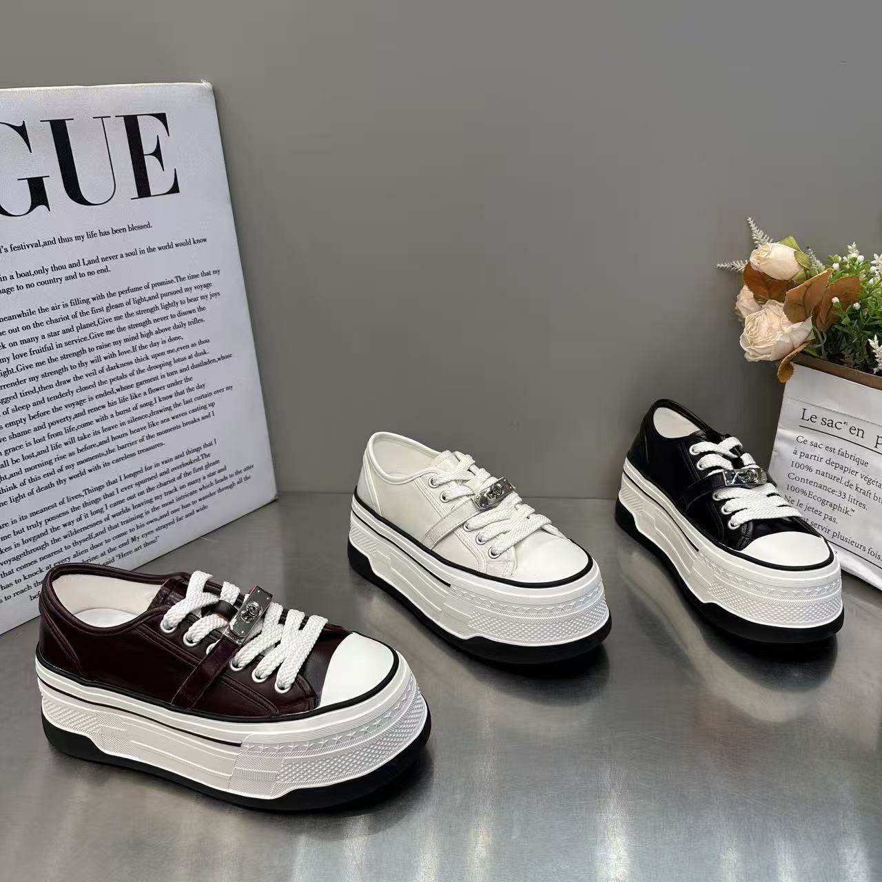 欧货增高休闲风厚底面包鞋女2026年新款系带圆头百搭舒适休闲板鞋,女鞋,棉鞋,淘宝优惠券,粉丝福利购,淘宝优惠卷