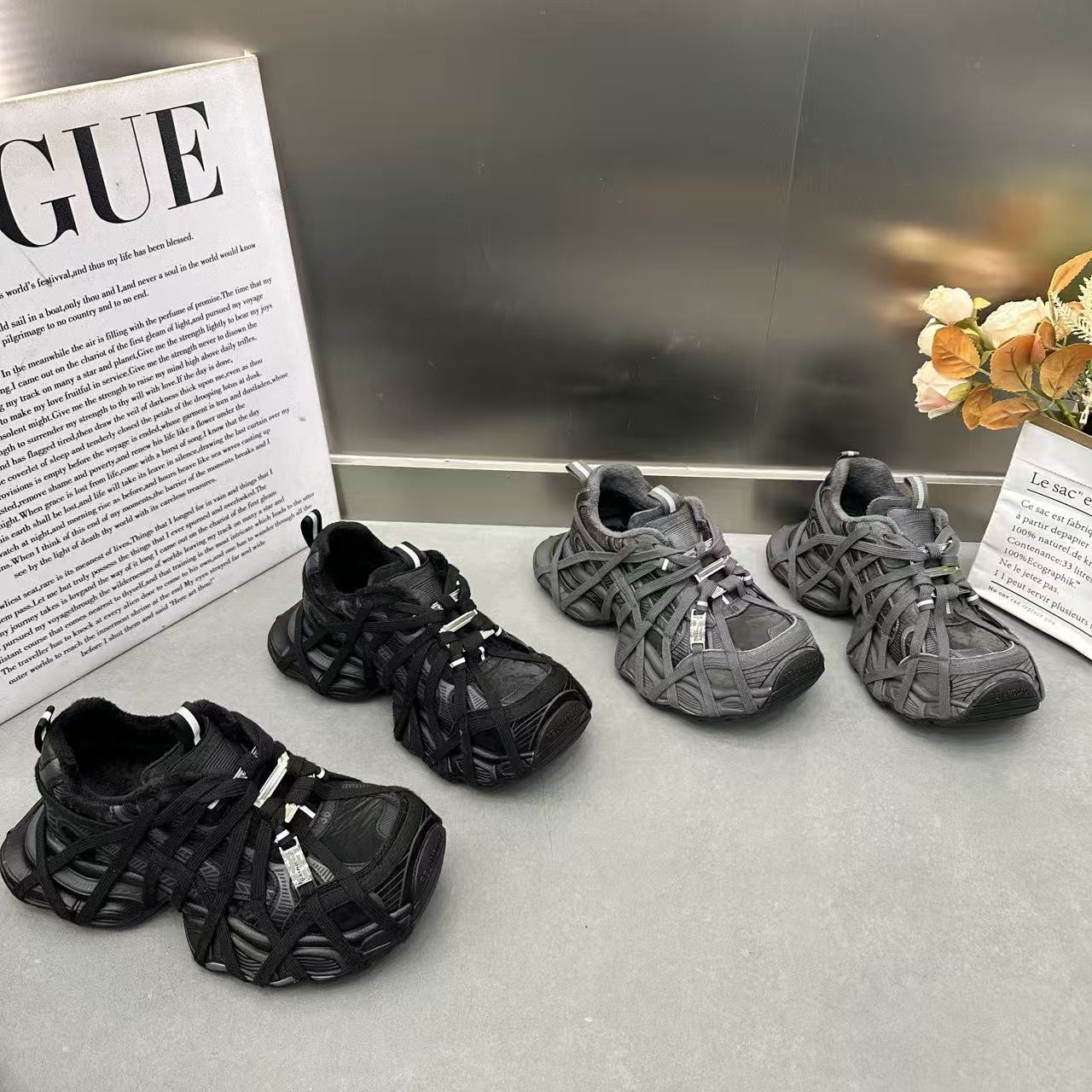 欧货复古交叉绑带重工老爹鞋女2025冬季新款加绒厚底做旧休闲鞋棉