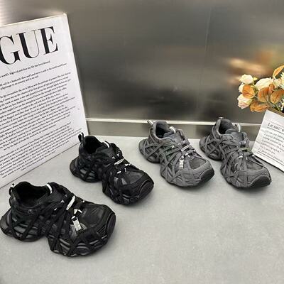 欧货复古交叉绑带重工老爹鞋女2025冬季新款加绒厚底做旧休闲鞋棉