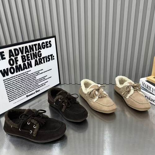 欧货复古反绒系带加绒乐福鞋女2026年冬季百搭舒适懒人加绒豆豆鞋