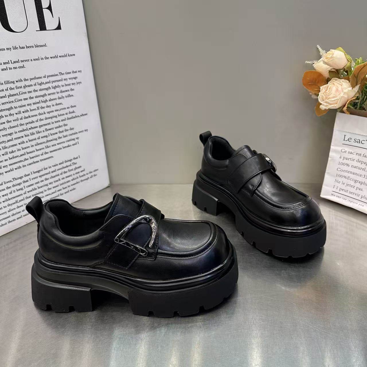 欧货复古厚底乐福鞋女2026年春季英伦风增高百搭休闲大头松糕单鞋,女鞋,棉鞋,淘宝优惠券,粉丝福利购,淘宝优惠卷