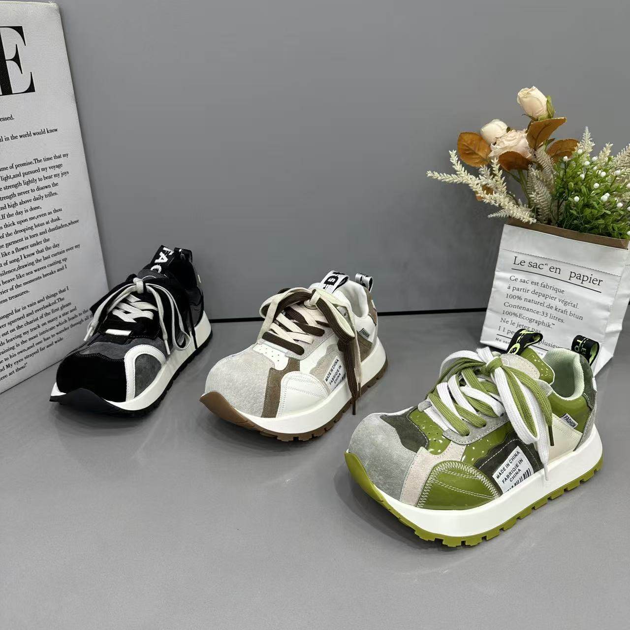 欧货复古厚底大头德训鞋女2026春秋新款休闲拼色内增高运动阿甘鞋,女鞋,棉鞋,淘宝优惠券,粉丝福利购,淘宝优惠卷