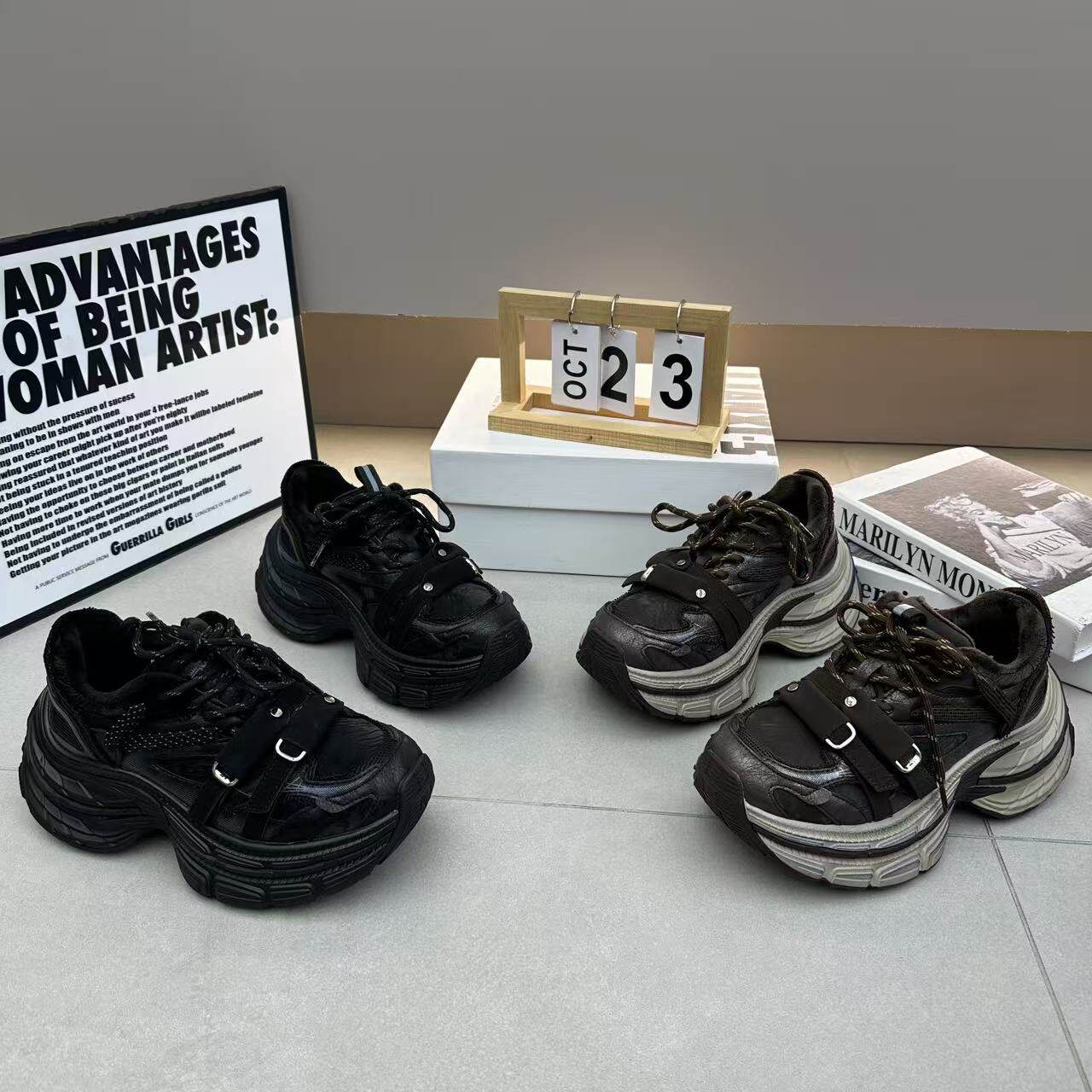 复古街拍小个子厚底老爹鞋女2026冬季新款百搭加绒时尚休闲运动鞋
