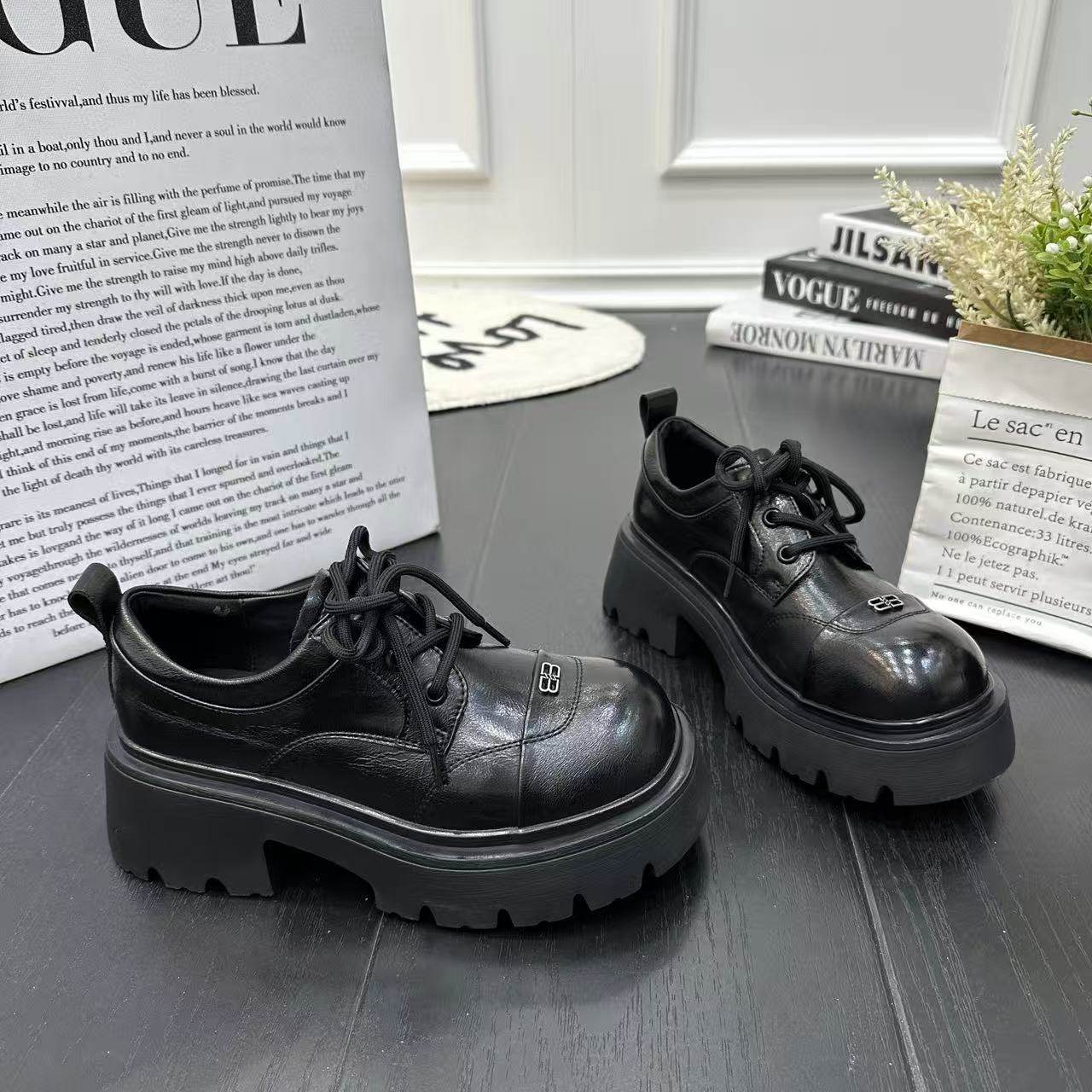 欧货时尚厚底系带大头乐福鞋女2026春季新款百搭休闲舒适复古单鞋,女鞋,棉鞋,淘宝优惠券,粉丝福利购,淘宝优惠卷