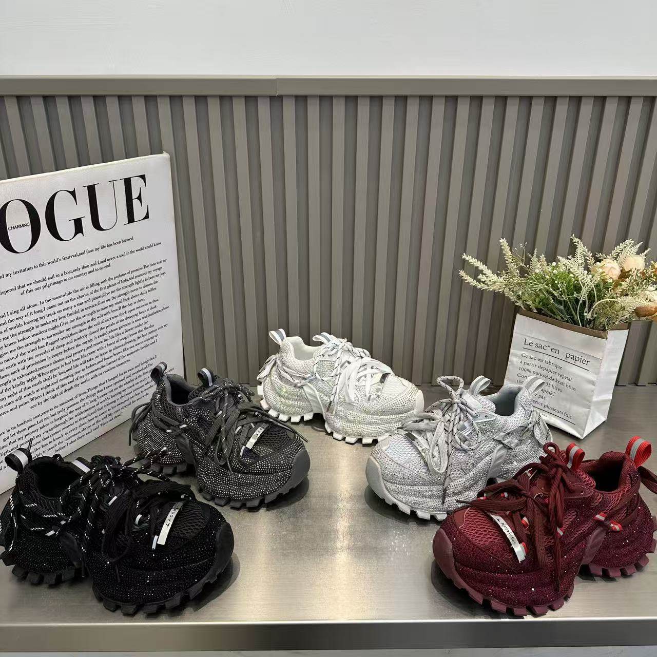 2026春季新款水钻满天星老爹鞋女欧洲站复古系带厚底运动休闲潮鞋,女鞋,棉鞋,淘宝优惠券,粉丝福利购,淘宝优惠卷