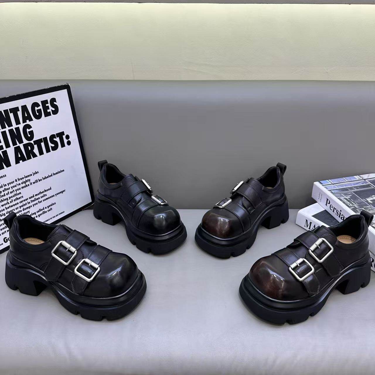 2026早春新款厚底乐福鞋女欧货英伦风百搭粗跟魔术贴单里jk休闲鞋,女鞋,棉鞋,淘宝优惠券,粉丝福利购,淘宝优惠卷