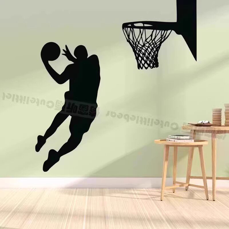 NBA扣篮动作墙贴灌篮人物贴纸体育运动篮球场墙壁贴画宿舍墙装饰