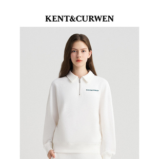 肯迪文春夏系列女士英伦纯棉半拉链螺纹POLO卫衣 KENT&CURWEN