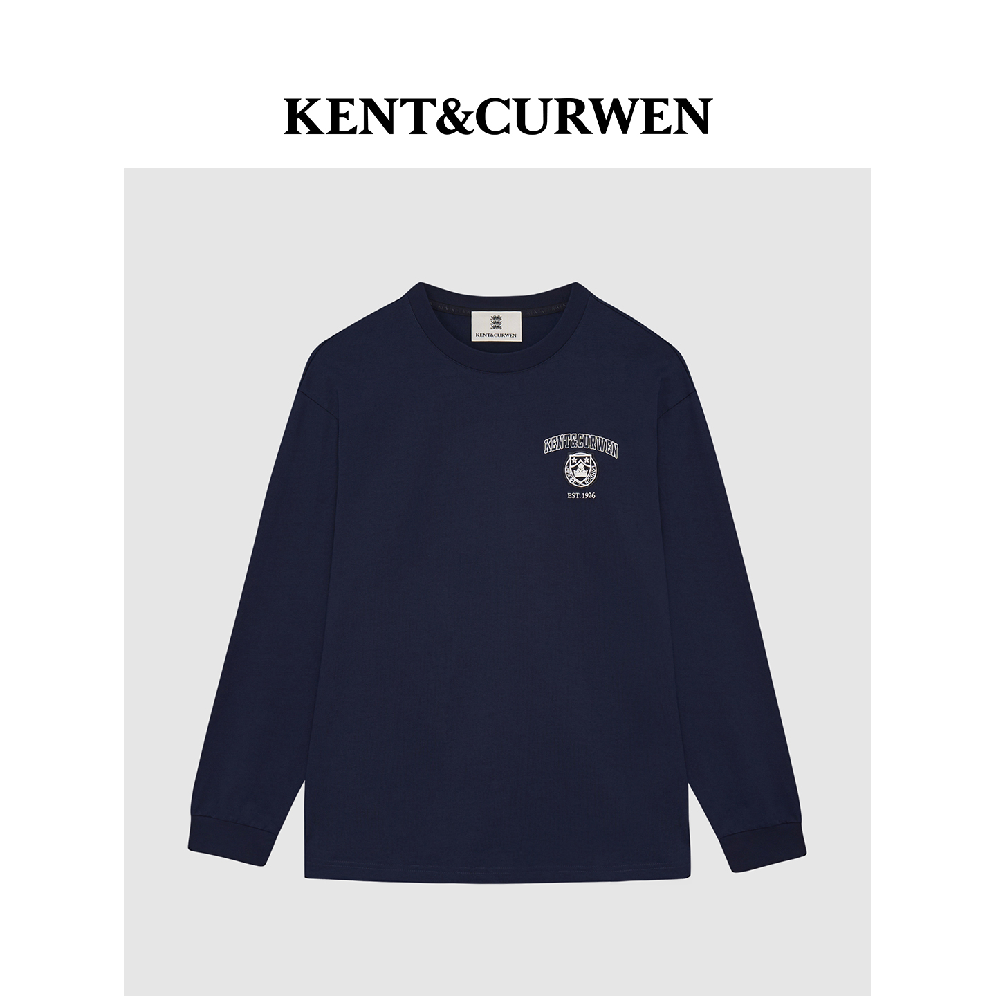 KENT&CURWEN/肯迪文2025秋冬新品男士皇冠玫瑰刺绣长袖打底T恤衫