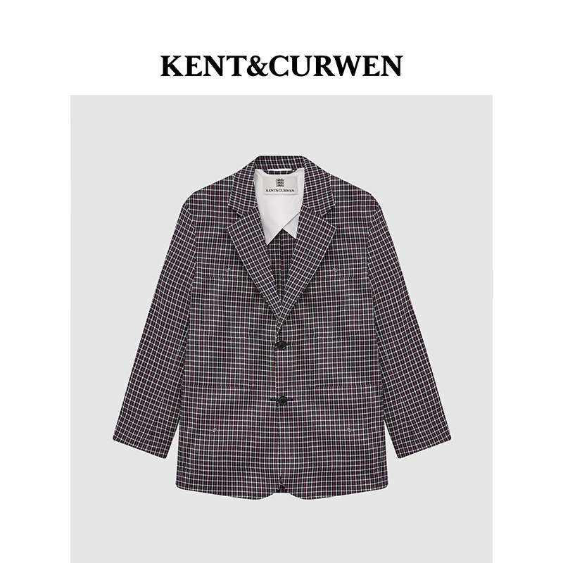 KENT&CURWEN/肯迪文2025年秋季新品男女同款格纹玫瑰绣花休闲西服