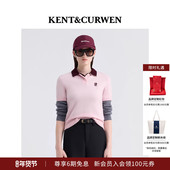 POLO衫 KENT&CURWEN 肯迪文秋冬系列女士羊毛羊绒混纺玫瑰刺绣短袖