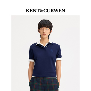 KENT&CURWEN 肯迪文夏季 系列女士三狮刺绣贝壳扣纯棉POLO衫