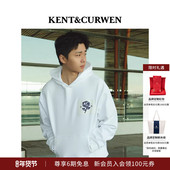 KENT&CURWEN 翟子路同款 肯迪文秋冬纯棉玫瑰刺绣连帽卫衣