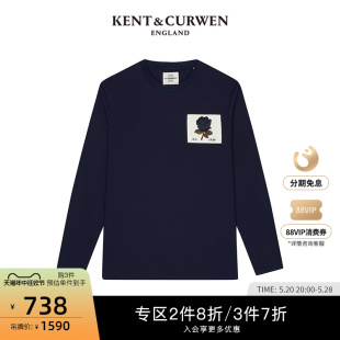 KENT&CURWEN T恤纯棉K48D1EI011 男女玫瑰刺绣长袖 肯迪文春夏新品