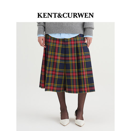 KENT&CURWEN/肯迪文秋冬系列男女同款苏格兰格纹中长款裙裤