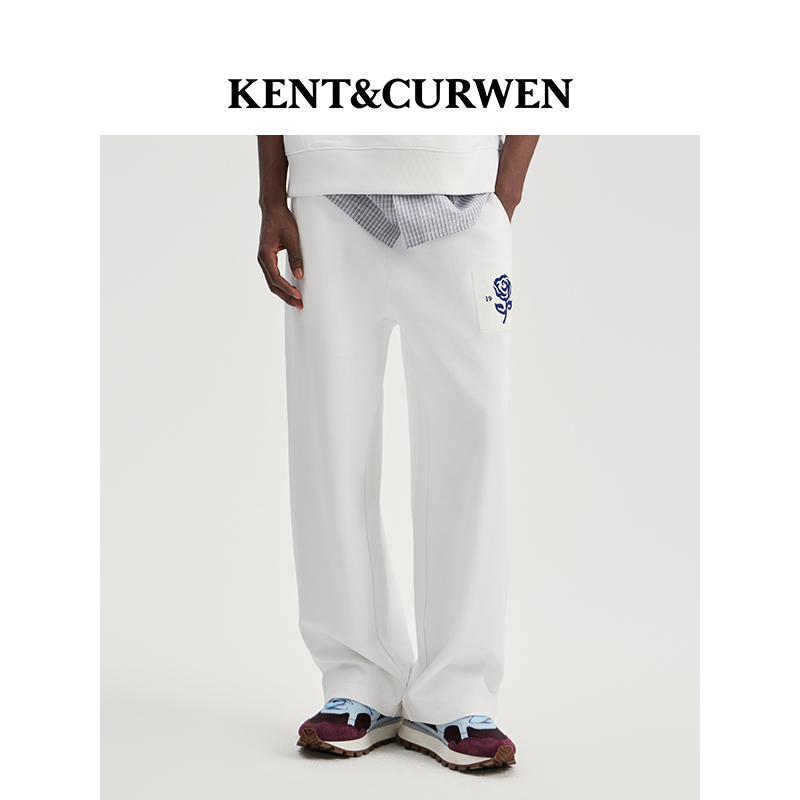 【明星同款】KENT&CURWEN/肯迪文秋冬系列男士玫瑰刺绣休闲卫裤