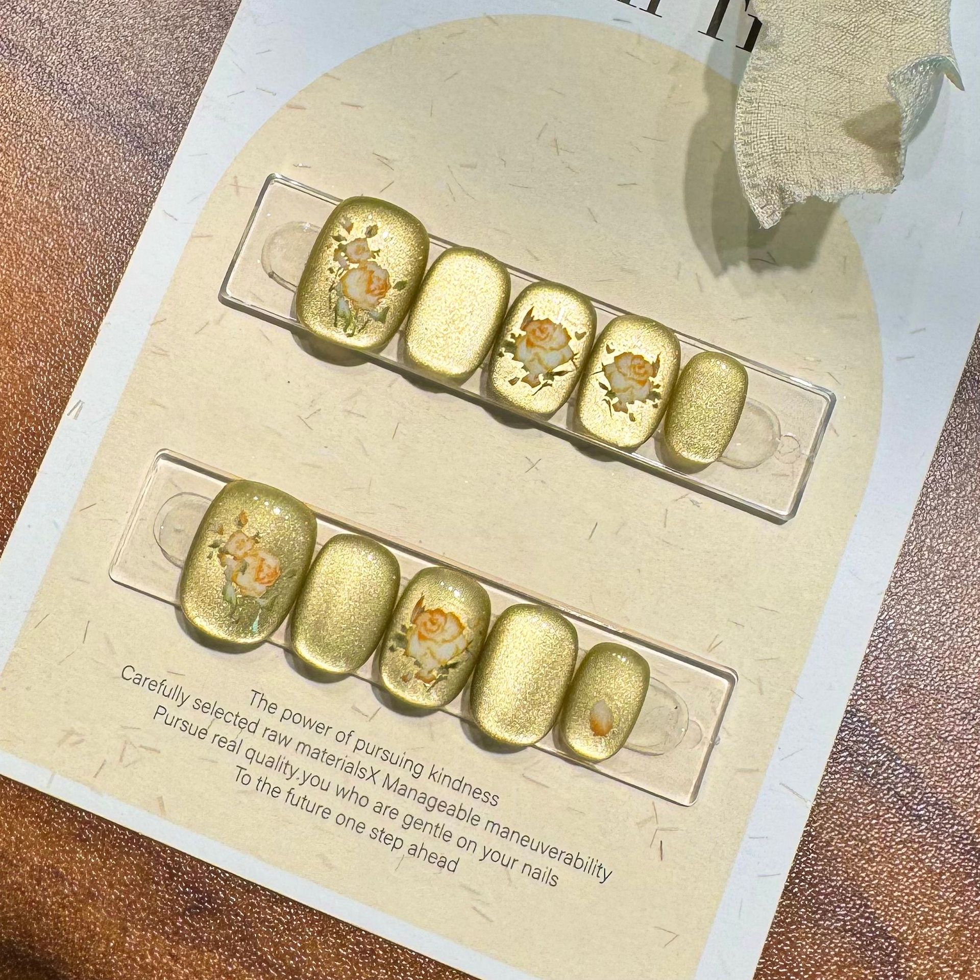 日落玫瑰复古新中式穿戴甲