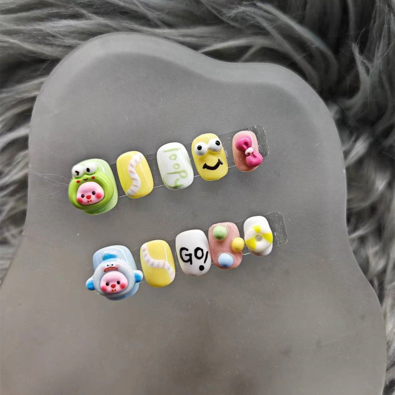 luppy手工穿戴甲短款美甲光疗可爱立体级感小众ins童趣百搭精致,彩妆/香水/美妆工具,穿戴甲/甲片,淘宝优惠券,粉丝福利购,淘宝优惠卷