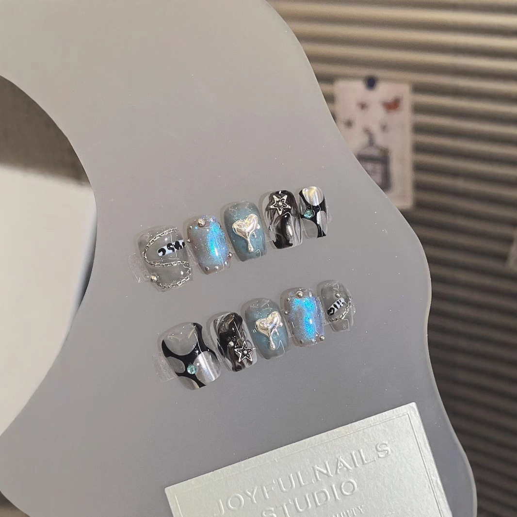 纯手工［极光］短款酷辣甜辣金属感百搭显白气质穿戴甲,彩妆/香水/美妆工具,穿戴甲/甲片,淘宝优惠券,粉丝福利购,淘宝优惠卷