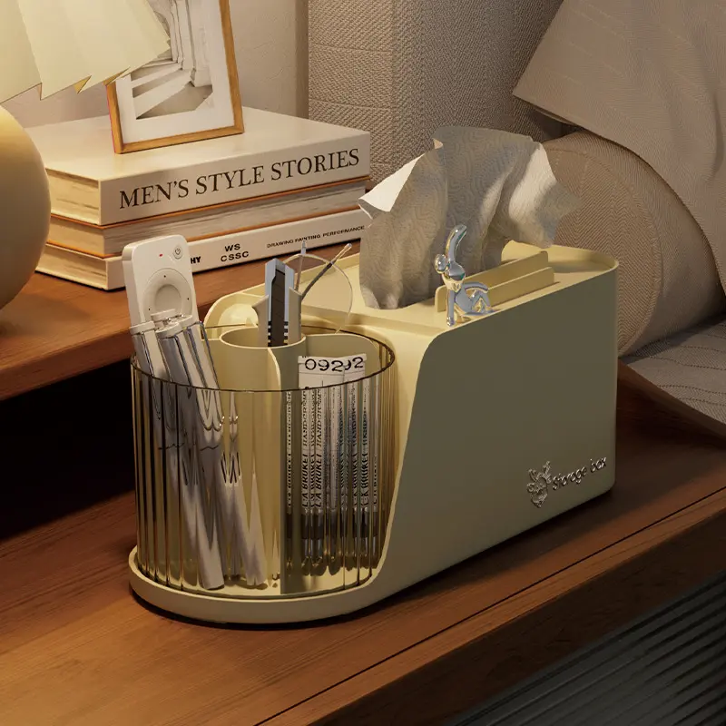 桌面旋转纸巾盒多功能收纳