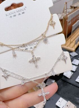 卡娜米娜精美十字架双层叠戴手链轻奢小众精致高级感设计新款手饰