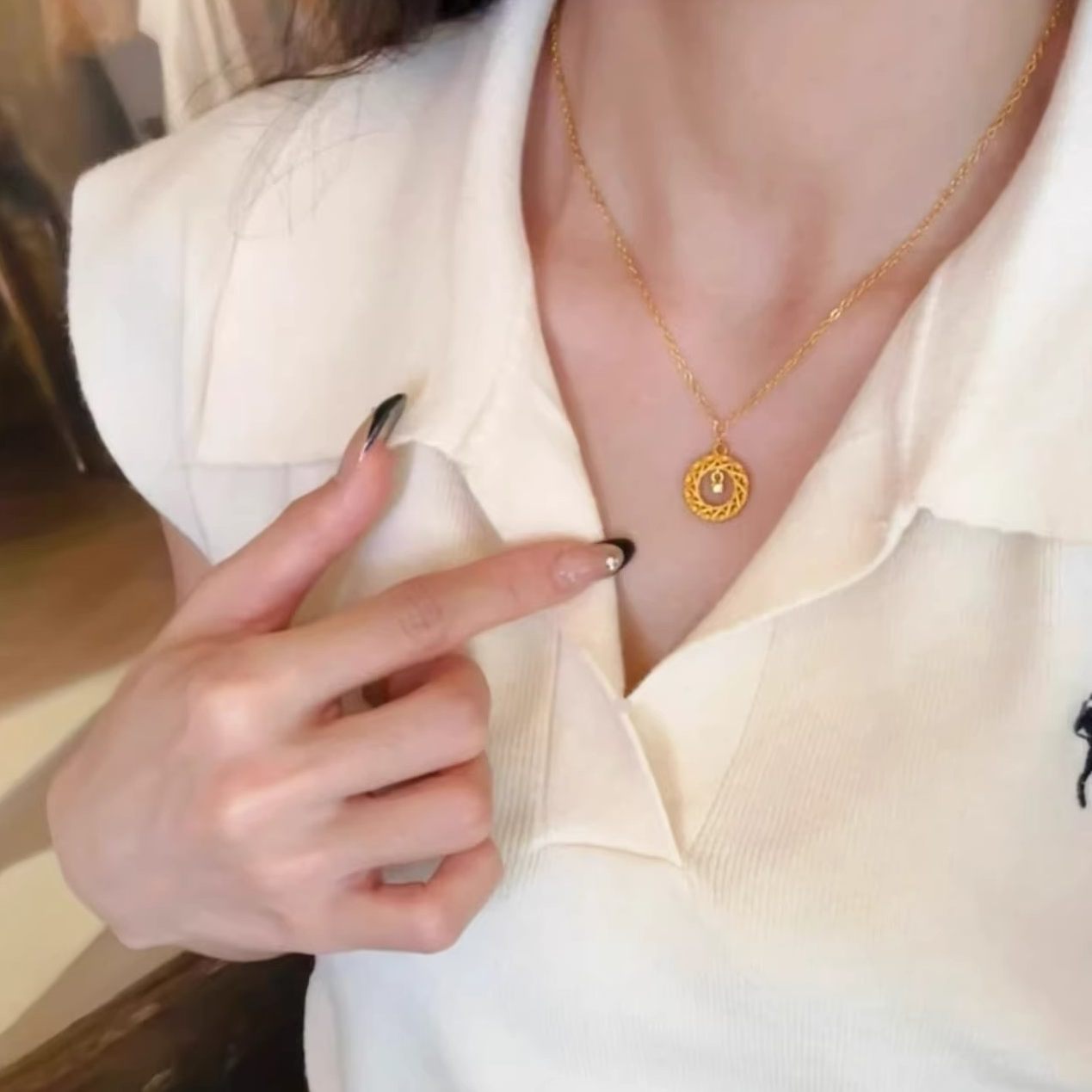 TinySylvie细闪荆棘花环锁骨链