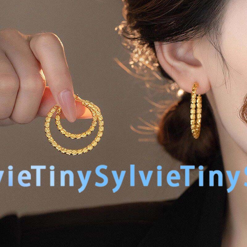 TinySylvie复古金色双环耳环