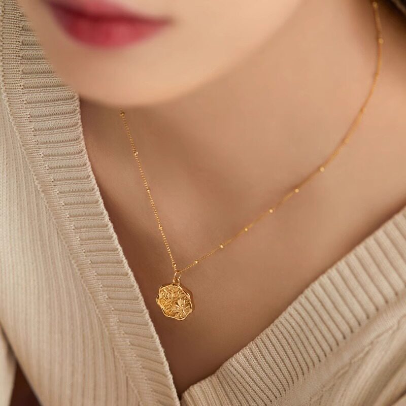 TinySylvie复古花卉金币锁骨链