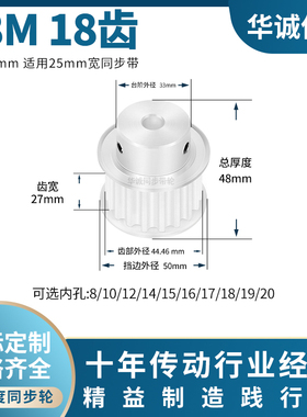同步带轮S8M18齿宽27内孔10 12 14 15 17 19 20S8M主动齿轮同步轮
