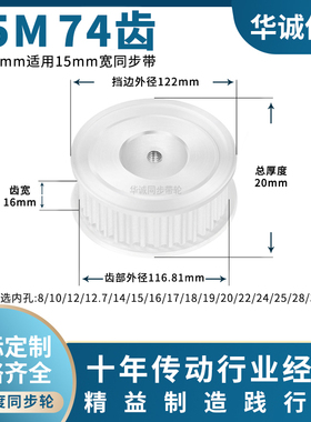 同步带轮S5M74齿宽16内孔5 6 8 10 12.7 14 151617主动齿轮同步轮