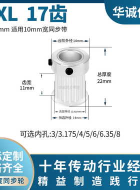 同步带轮MXL17齿宽11内孔4/5/6/6.35/8HATP17MXL37主动齿轮同步轮