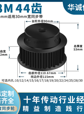 同步带轮S8M44齿钢发黑齿宽32内孔127141516171928主动齿轮同步轮