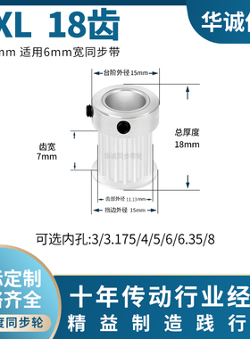同步带轮MXL18齿宽7内孔4/5/6/6.35/8ATP18MXL025P主动齿轮同步轮
