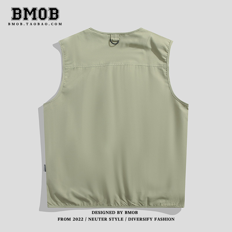 BMOB 일본식 작업 조끼 남성 자켓 트렌디 브랜드 멀티 포켓 잘 생긴 기능성 전술 조끼 조끼 민소매 탑