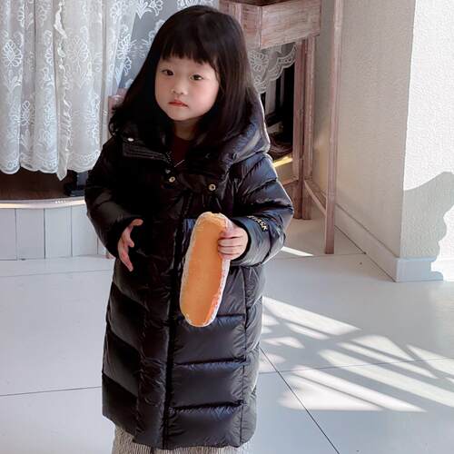 长款加厚儿童黑金羽绒服