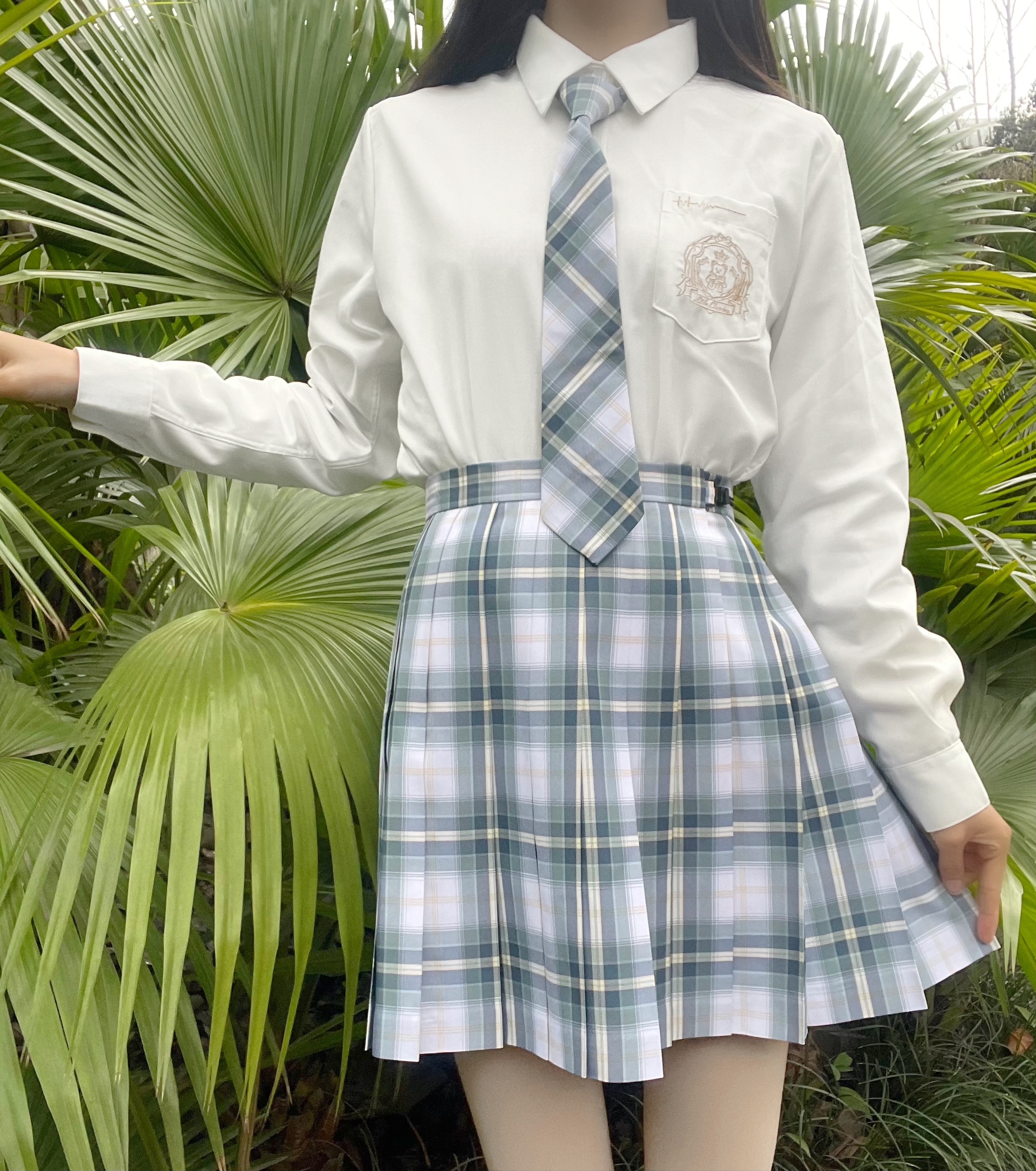 【茶宁jk】 浅一川  现货掉落jk格裙百褶裙 绿色大格子制服夏季 女装/女士精品 半身裙 原图主图