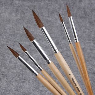 考试画笔水彩笔6支装 马奈狼毫水彩画笔套装 初学者水彩笔