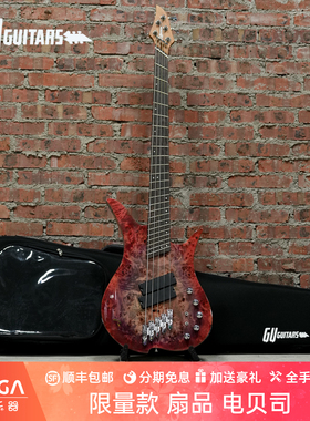 （已售）GU Guitars 限量款 扇品 电贝司 红色 贝斯