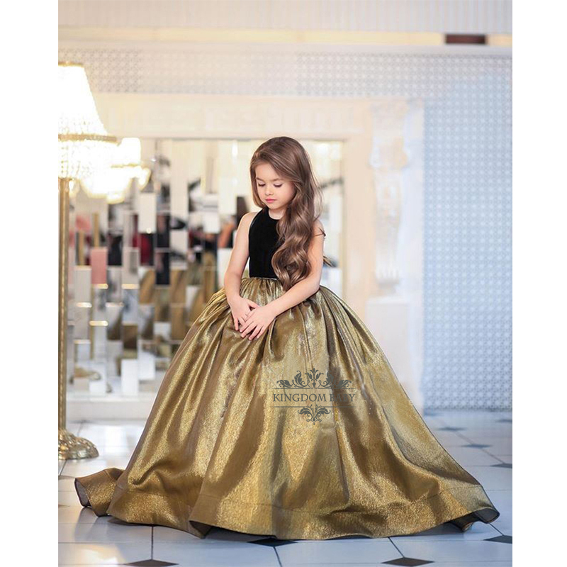 女童高端晚礼服短袖洋气花童小