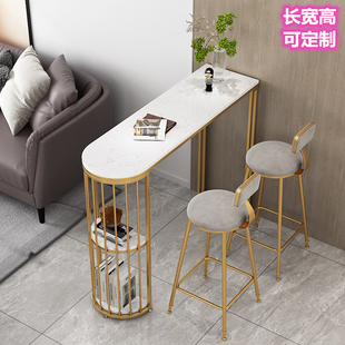 北欧吧台桌家用客厅大理石长条吧桌靠墙储物沙发隔断小吧台高脚桌