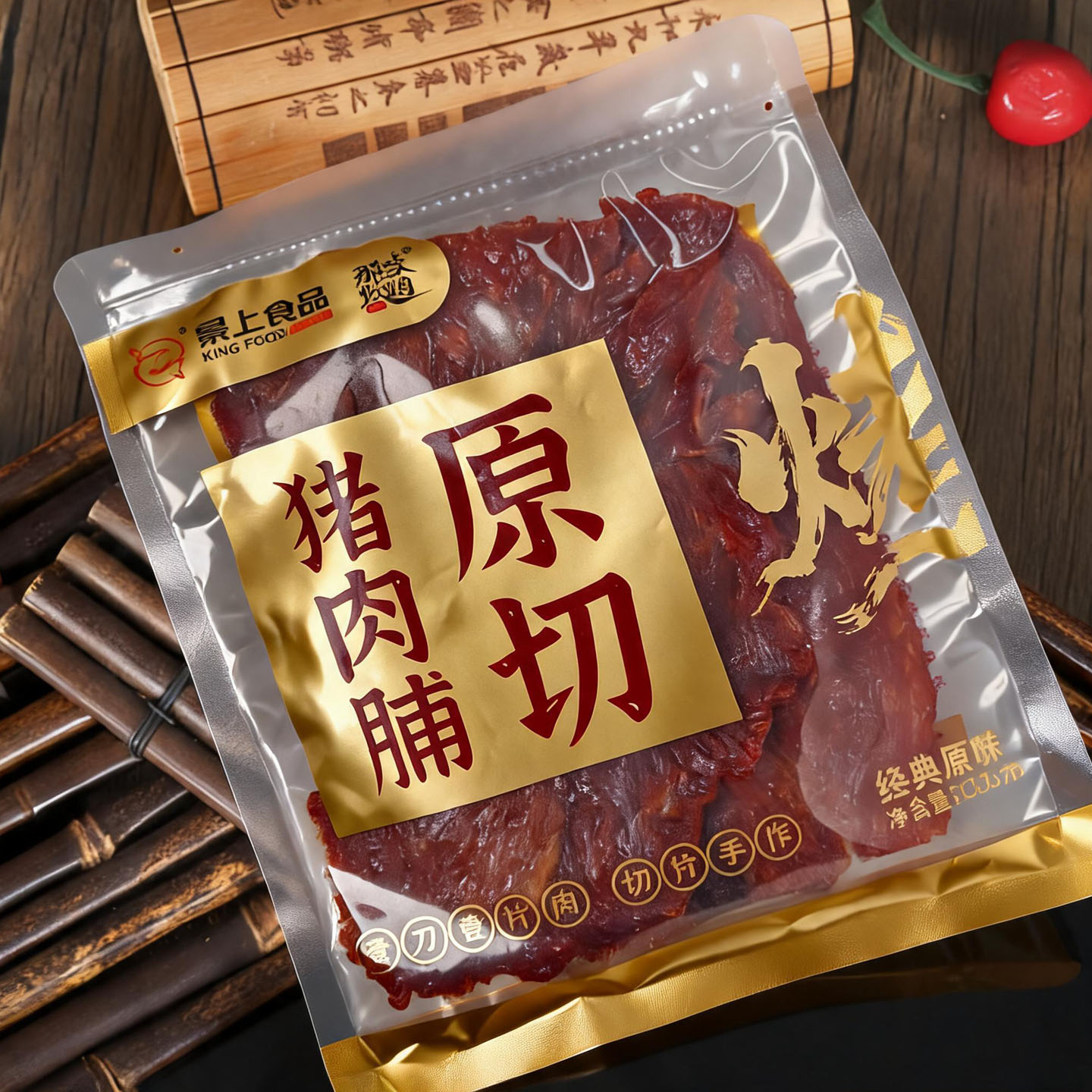 景上特级原切猪肉脯大片125g手撕经典原味猪肉干开袋即食猪肉片