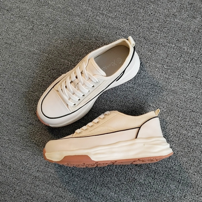 帆布鞋2026春季新款厚底小白鞋透气休闲运动溶解板鞋松糕增高鞋子