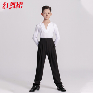 红舞裙少儿拉丁男春秋新款恰恰伦巴桑巴考级集训练功舞服表演演出